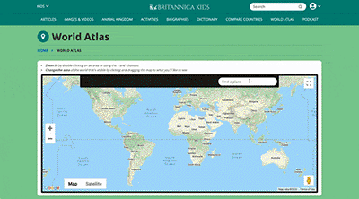 Britannica Kids interactive world atlus
