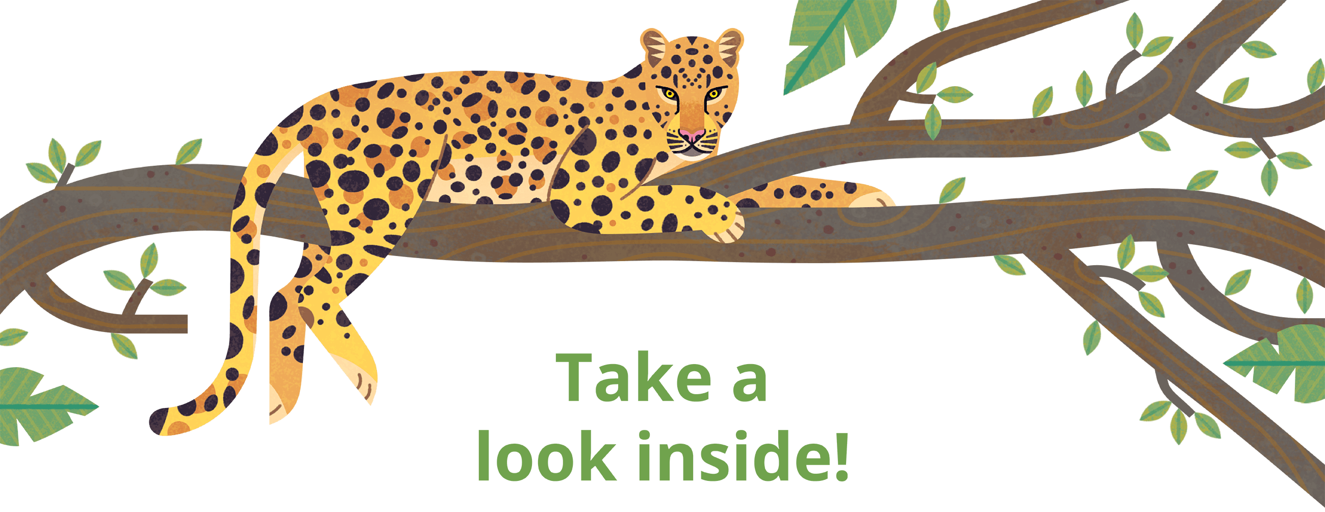 Illustration of a leopard on a branch