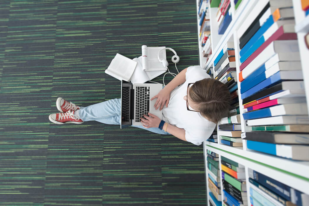 Woman on laptop on Britannica Premium